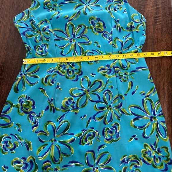 John Roberts Brightly Colored Abstract Floral Sleeveless Dress Back Zipper - Picture 8 of 16